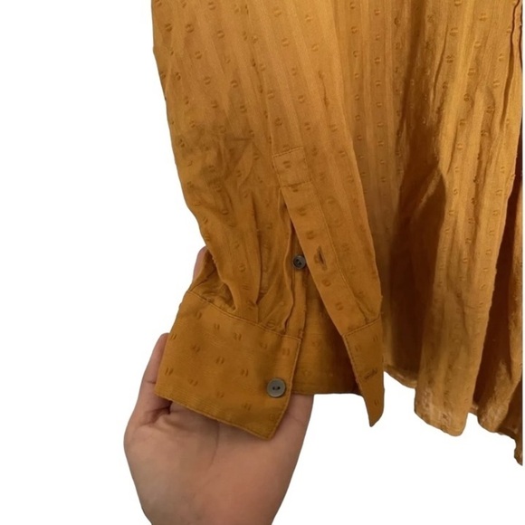 J JIll Shirt Top Tunic Mustard Yellow Boho Peasant Size L - Picture 4 of 9